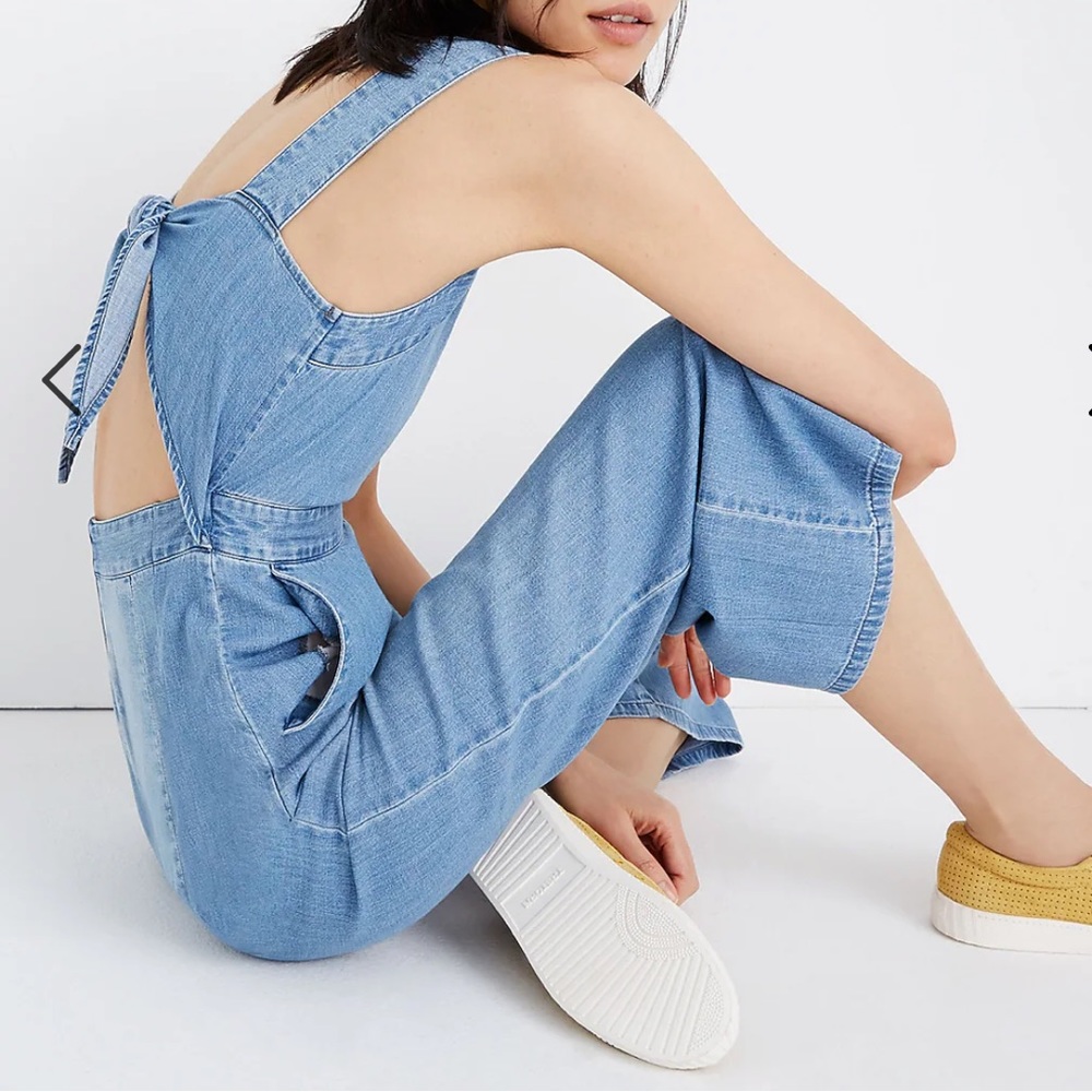 Madewell Denim Apron Bow-Back Jumpsuit